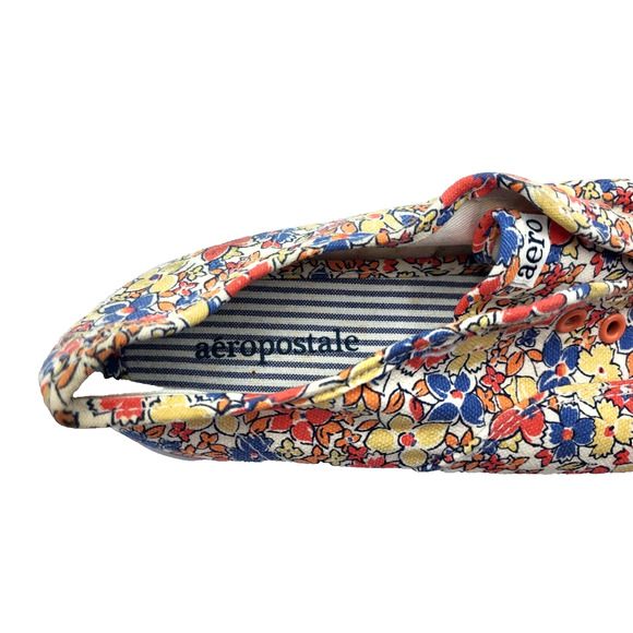 AEROPOSTALE Floral Canvas Sneakers Rubber Sole Womens 8 No Laces UNUSED - Picture 2 of 8